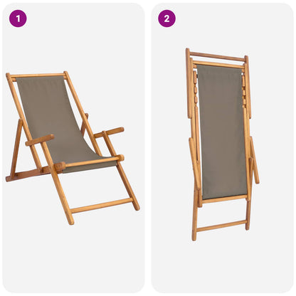 vidaXL Beach Chair Taupe Solid Teak Wood