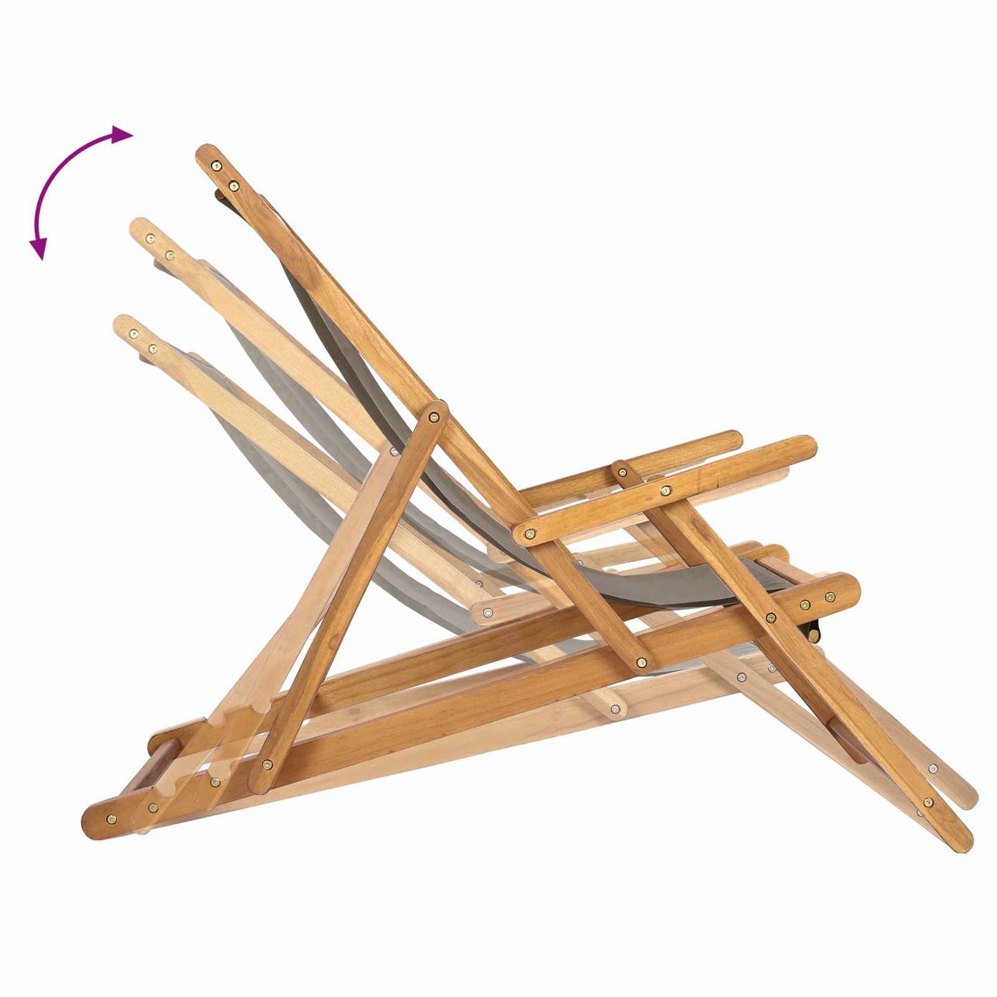vidaXL Beach Chair Taupe Solid Teak Wood