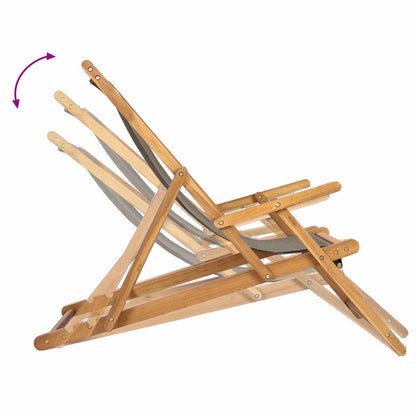 vidaXL Beach Chair Taupe Solid Teak Wood