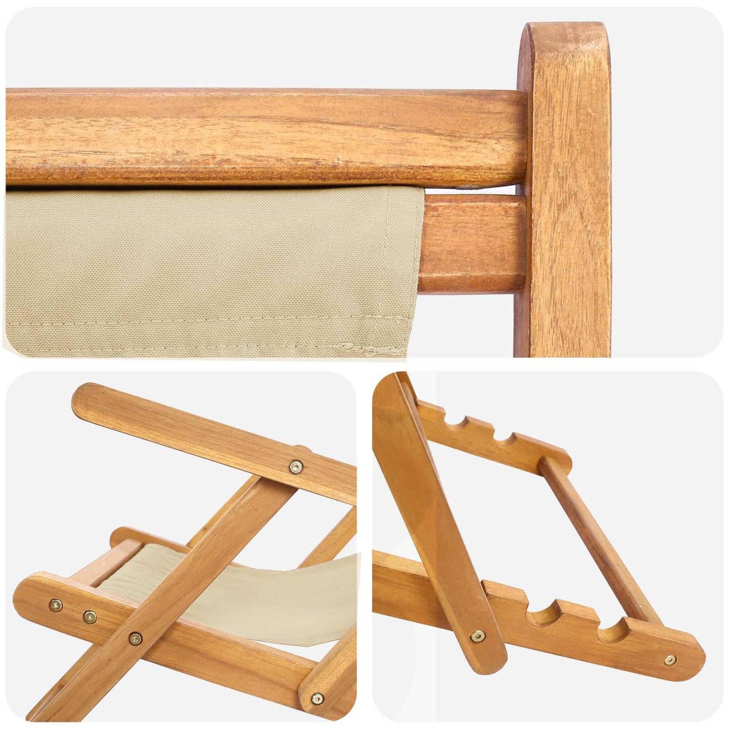 vidaXL Beach Chair Beige Solid Teak Wood