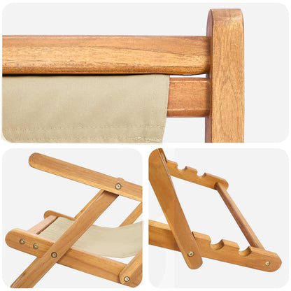 vidaXL Beach Chair Beige Solid Teak Wood