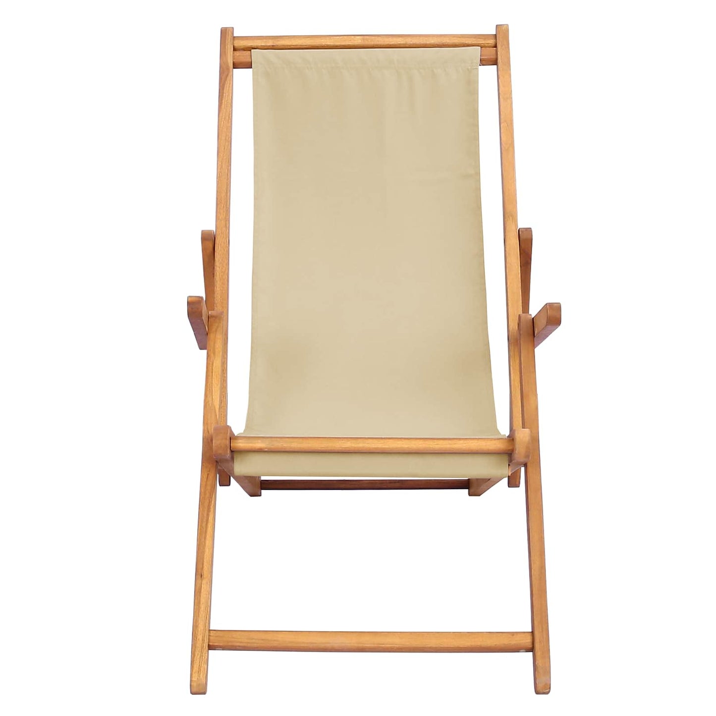 vidaXL Beach Chair Beige Solid Teak Wood