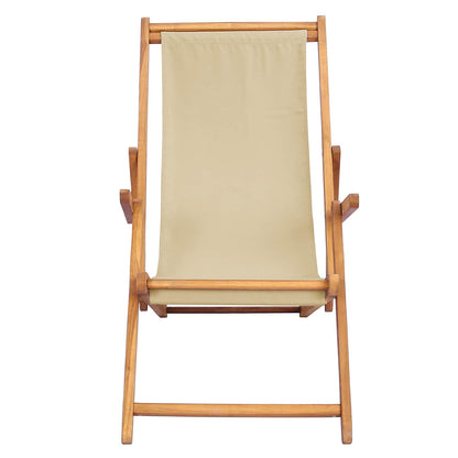 vidaXL Beach Chair Beige Solid Teak Wood