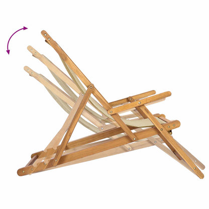 vidaXL Beach Chair Beige Solid Teak Wood