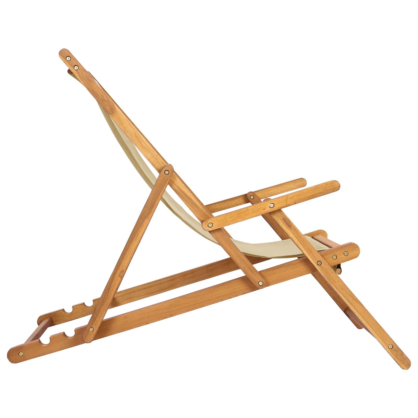 vidaXL Beach Chair Beige Solid Teak Wood