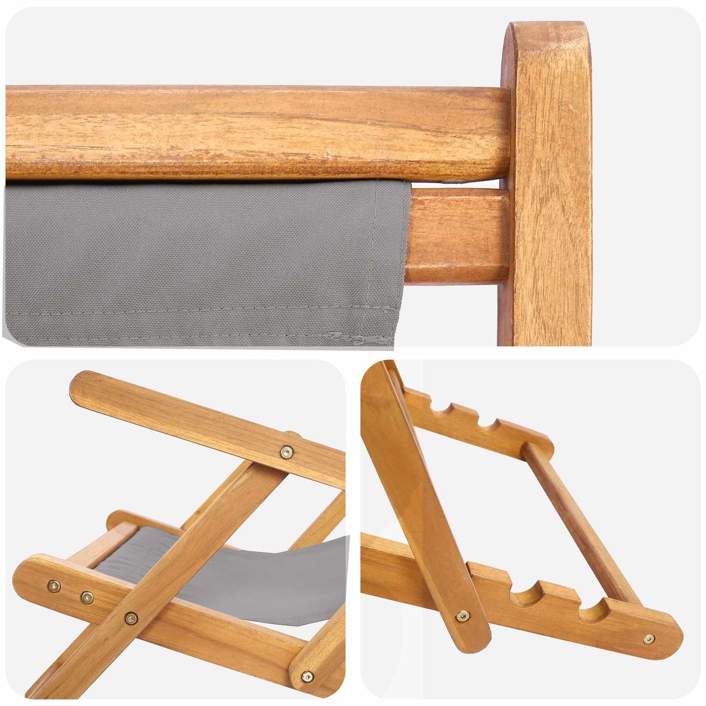 vidaXL Beach Chair Light Grey Solid Teak Wood