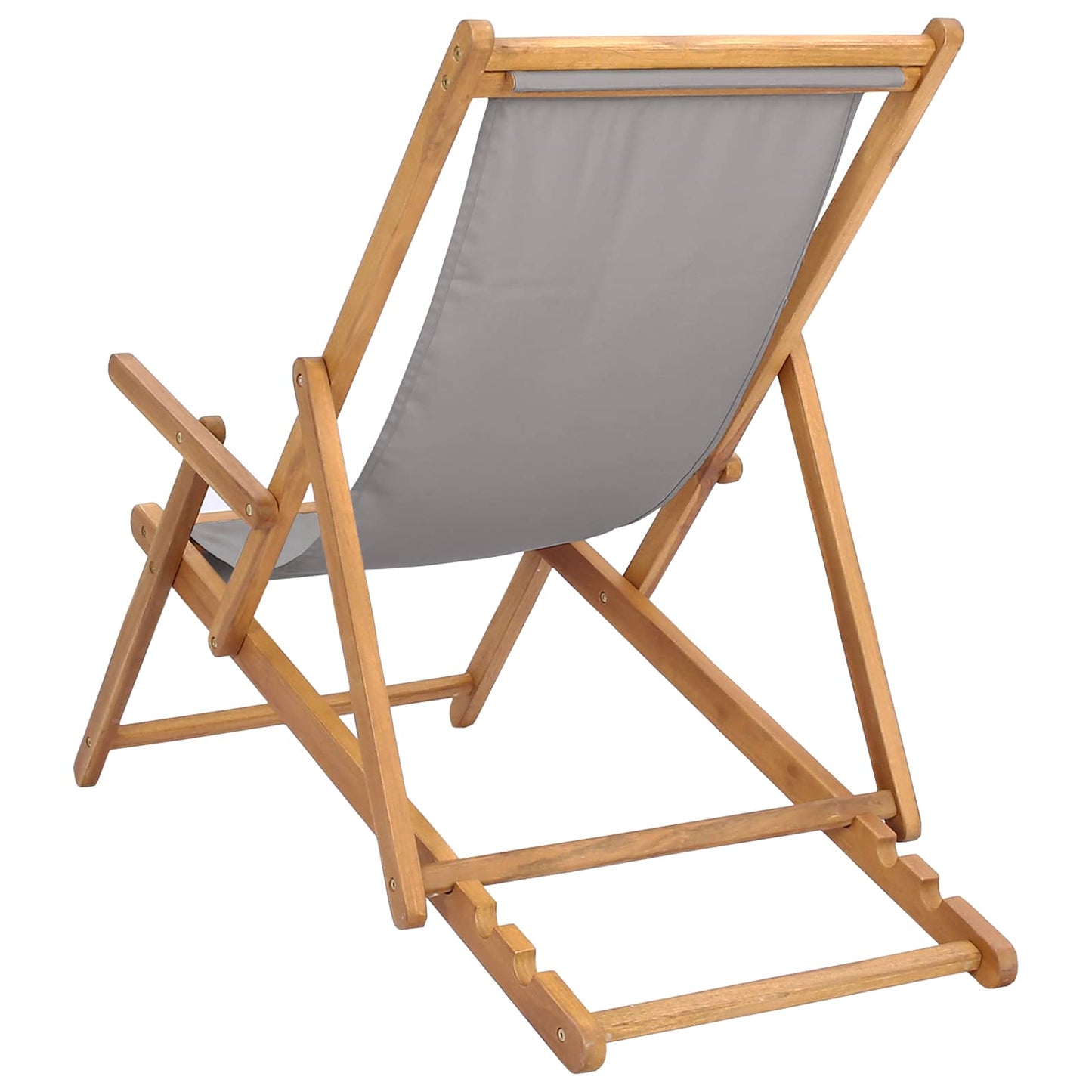vidaXL Beach Chair Light Grey Solid Teak Wood