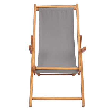 vidaXL Beach Chair Light Grey Solid Teak Wood