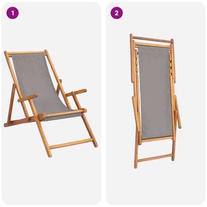 vidaXL Beach Chair Light Grey Solid Teak Wood