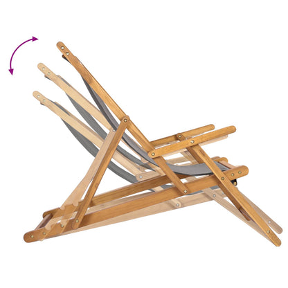 vidaXL Beach Chair Light Grey Solid Teak Wood