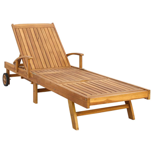 vidaXL Sun Lounger Folding 1-person Brown Solid Teak Wood