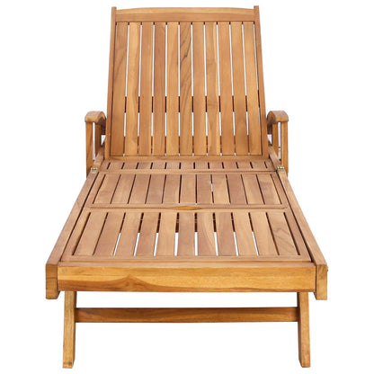 vidaXL Sun Lounger Folding 1-person Brown Solid Teak Wood