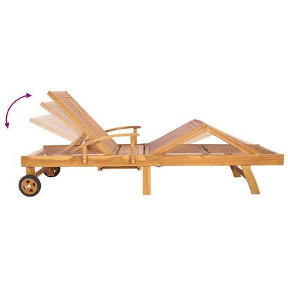vidaXL Sun Lounger Folding 1-person Brown Solid Teak Wood