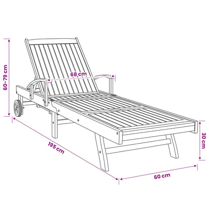 vidaXL Sun Lounger Folding 1-person Brown Solid Teak Wood