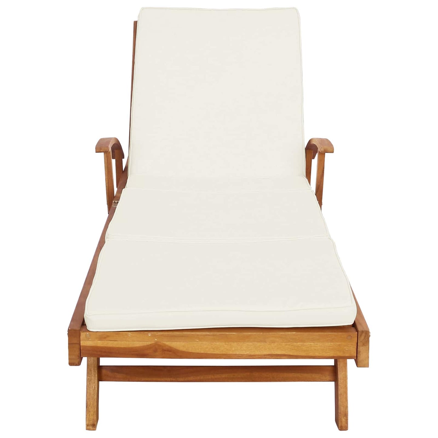 vidaXL Sun Lounger with Cushion Solid Teak Wood Brown and Cream