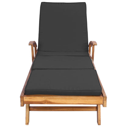 vidaXL Sun Lounger with Cushion Solid Teak Wood Brown and Dark Grey