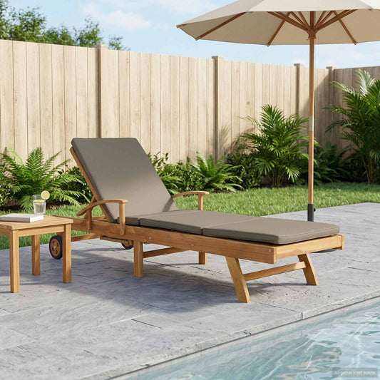 vidaXL Sun Lounger with Cushion 100% Polyester Solid-Teak