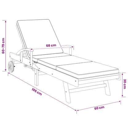 vidaXL Sun Lounger with Cushion 100% Polyester Solid-Teak