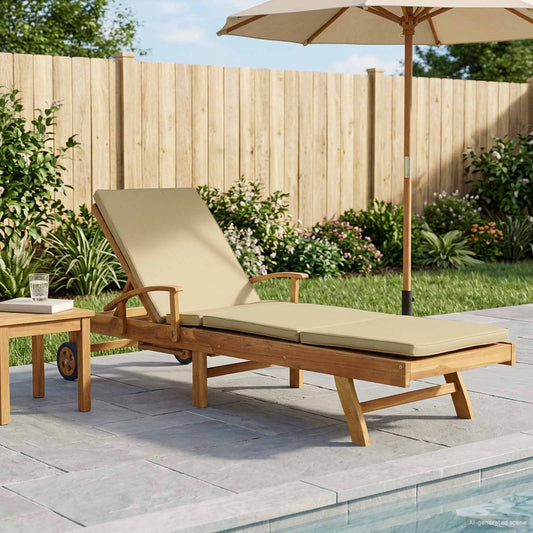 vidaXL Sun Lounger with Cushion 100% Polyester Solid-Teak