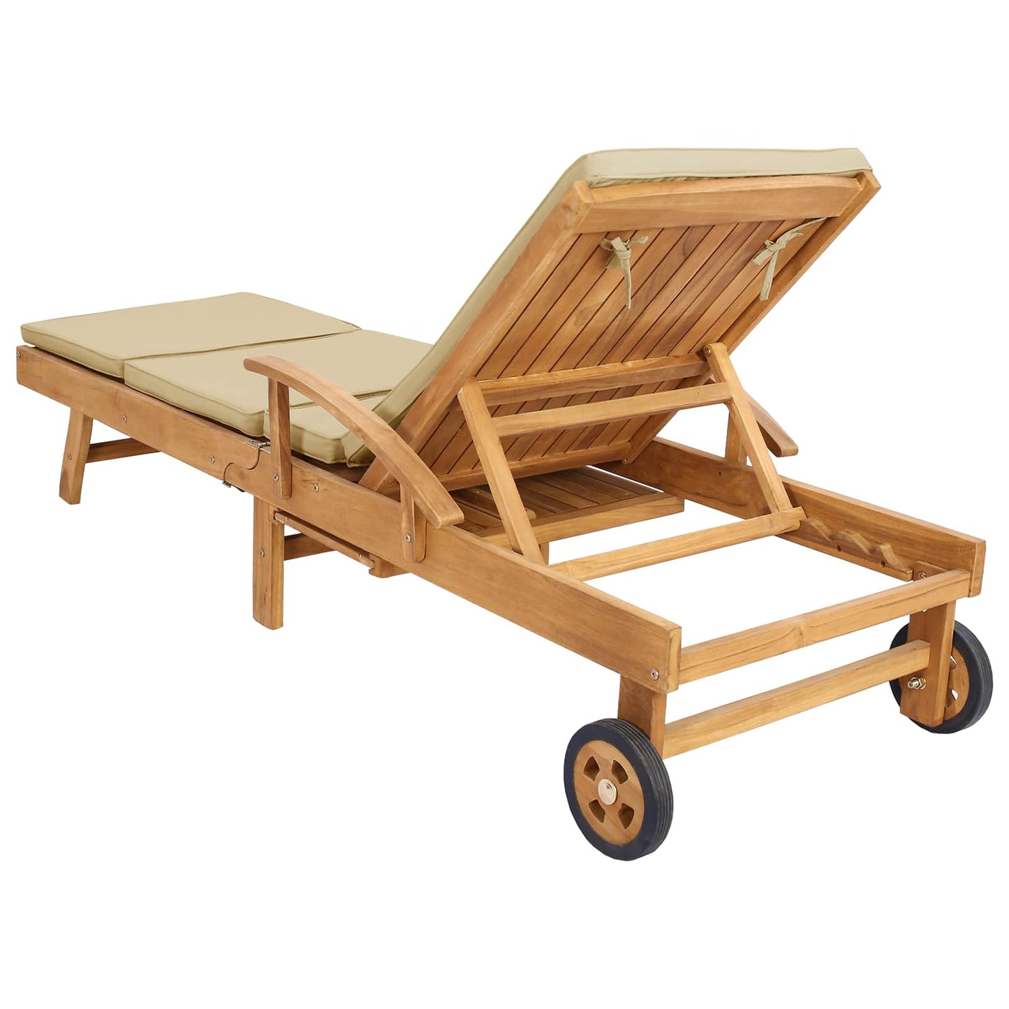 vidaXL Sun Lounger with Cushion 100% Polyester Solid-Teak