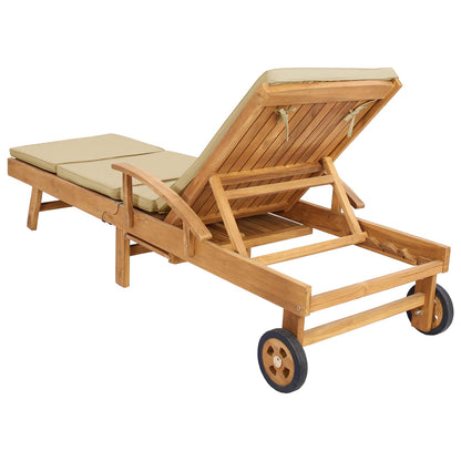 vidaXL Sun Lounger with Cushion 100% Polyester Solid-Teak
