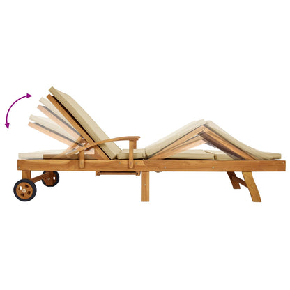 vidaXL Sun Lounger with Cushion 100% Polyester Solid-Teak