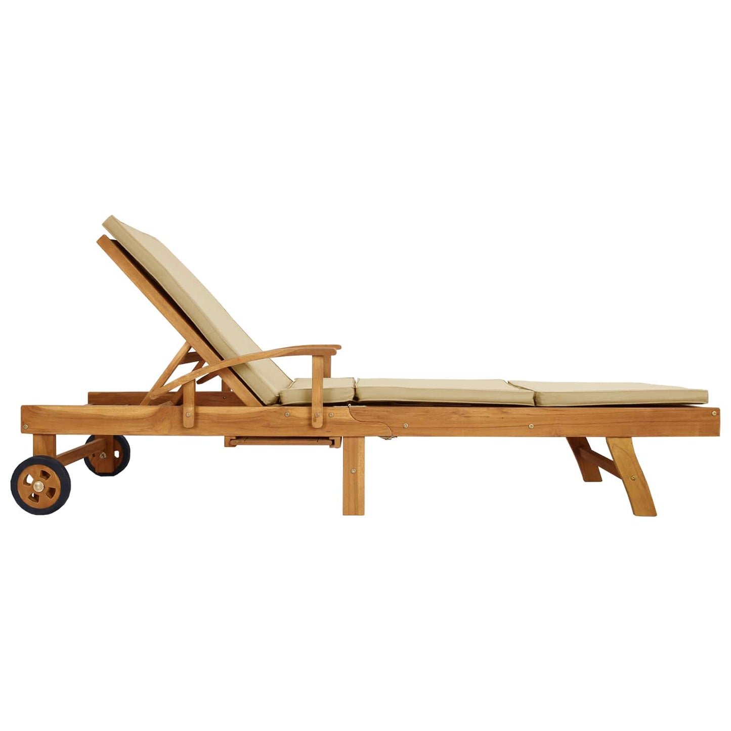 vidaXL Sun Lounger with Cushion 100% Polyester Solid-Teak
