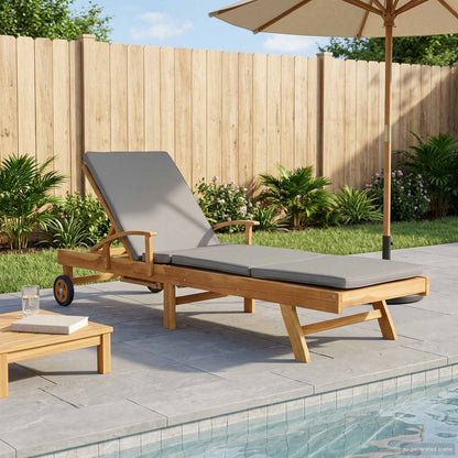 vidaXL Sun Lounger with Cushion 100% Polyester Solid-Teak