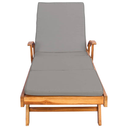 vidaXL Sun Lounger with Cushion 100% Polyester Solid-Teak