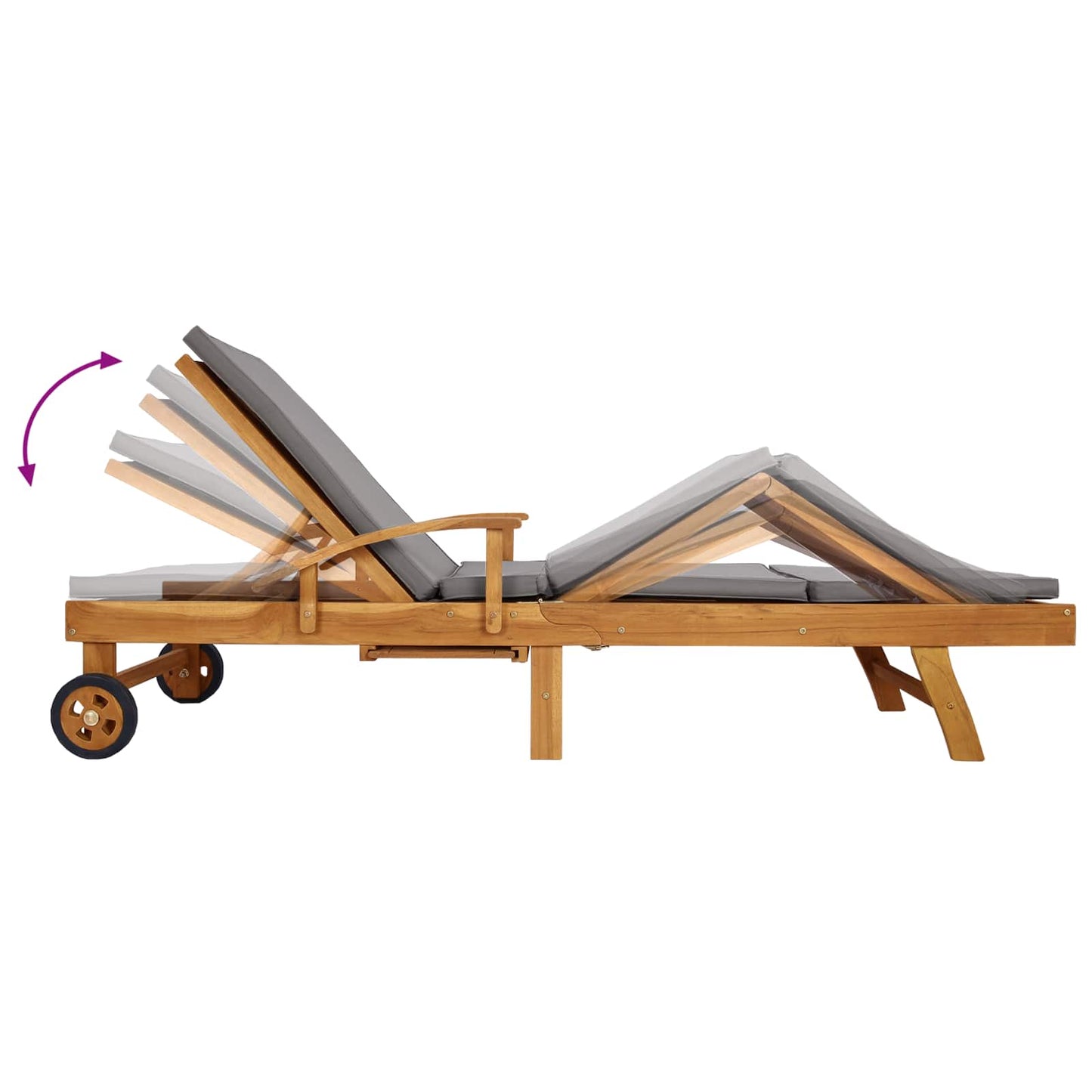 vidaXL Sun Lounger with Cushion 100% Polyester Solid-Teak