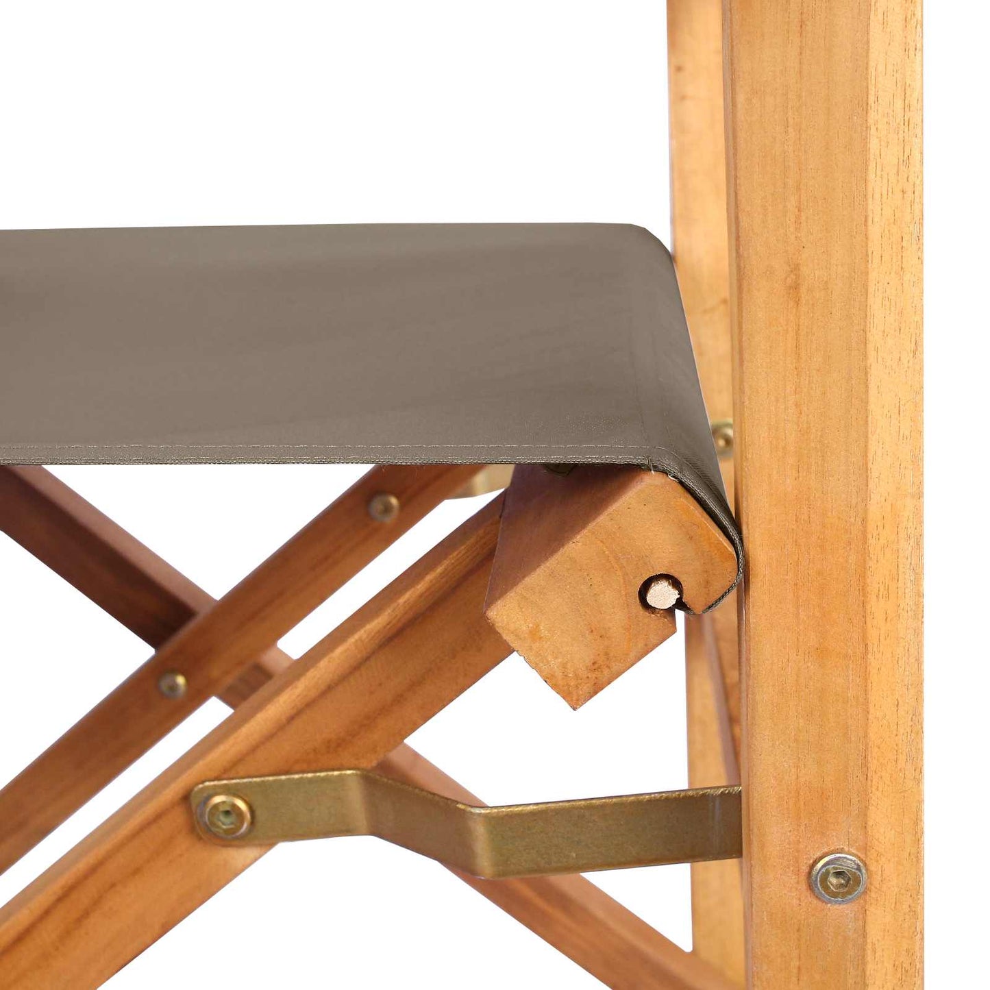 vidaXL Director Chair Brown and Taupe Solid Teak Wood
