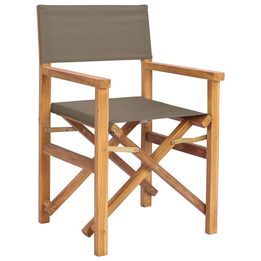 vidaXL Director Chair Brown and Taupe Solid Teak Wood