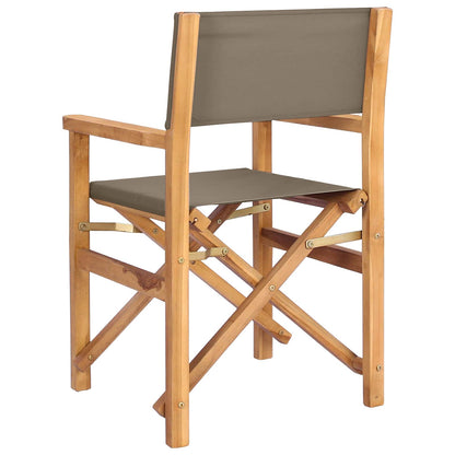 vidaXL Director Chair Brown and Taupe Solid Teak Wood