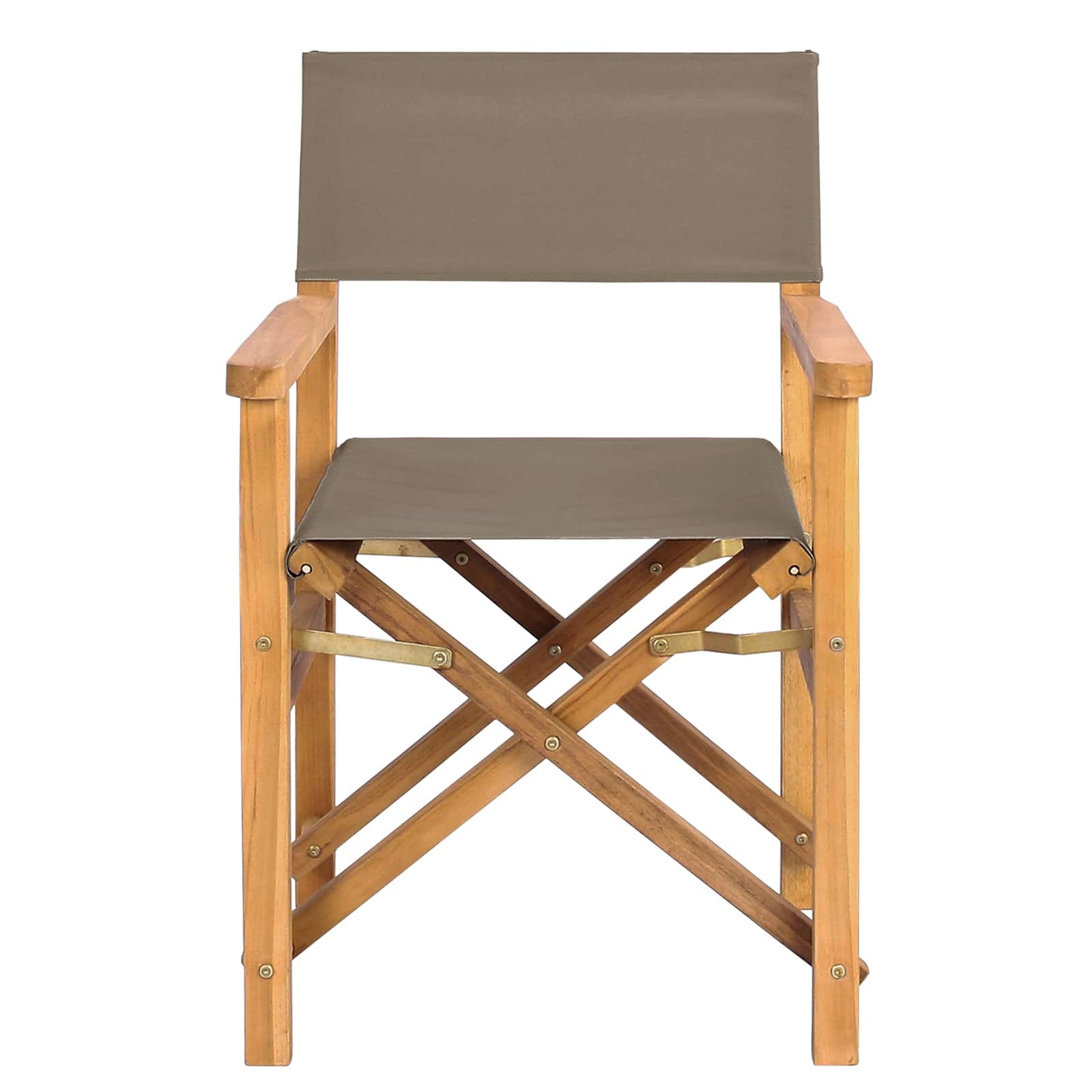 vidaXL Director Chair Brown and Taupe Solid Teak Wood