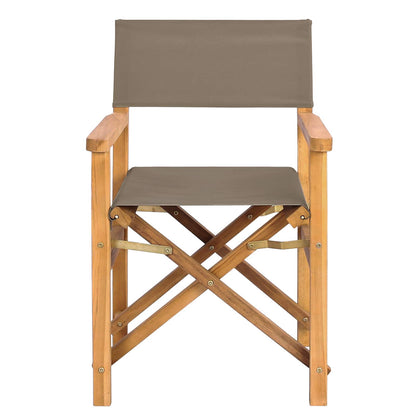 vidaXL Director Chair Brown and Taupe Solid Teak Wood