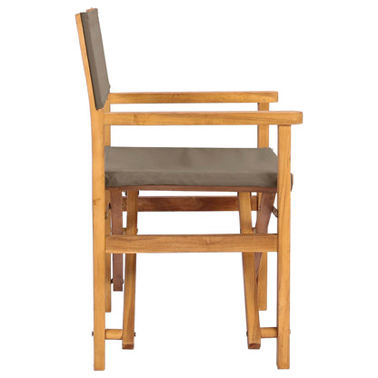 vidaXL Director Chair Brown and Taupe Solid Teak Wood