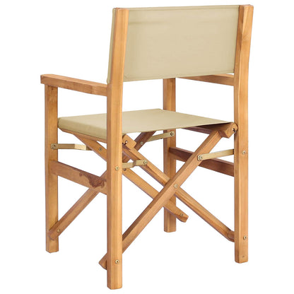 vidaXL Director Chair Brown and Beige Solid Teak Wood