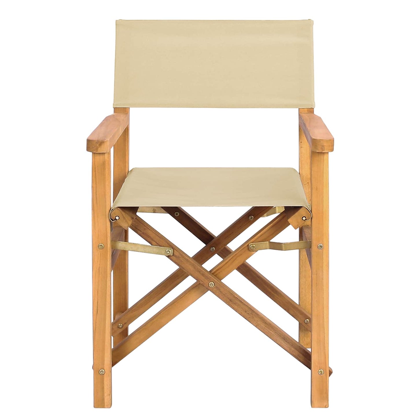 vidaXL Director Chair Brown and Beige Solid Teak Wood