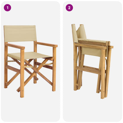 vidaXL Director Chair Brown and Beige Solid Teak Wood