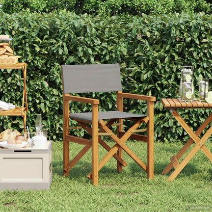 vidaXL Director Chair Brown and Light Grey Solid Teak Wood