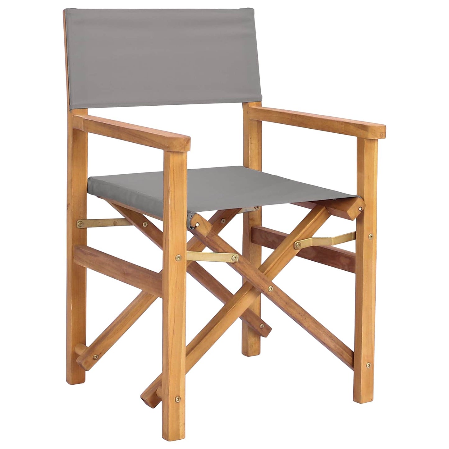 vidaXL Director Chair Brown and Light Grey Solid Teak Wood