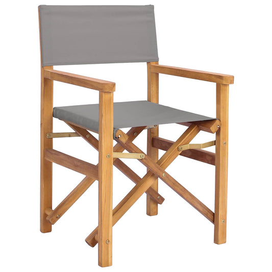 vidaXL Director Chair Brown and Light Grey Solid Teak Wood