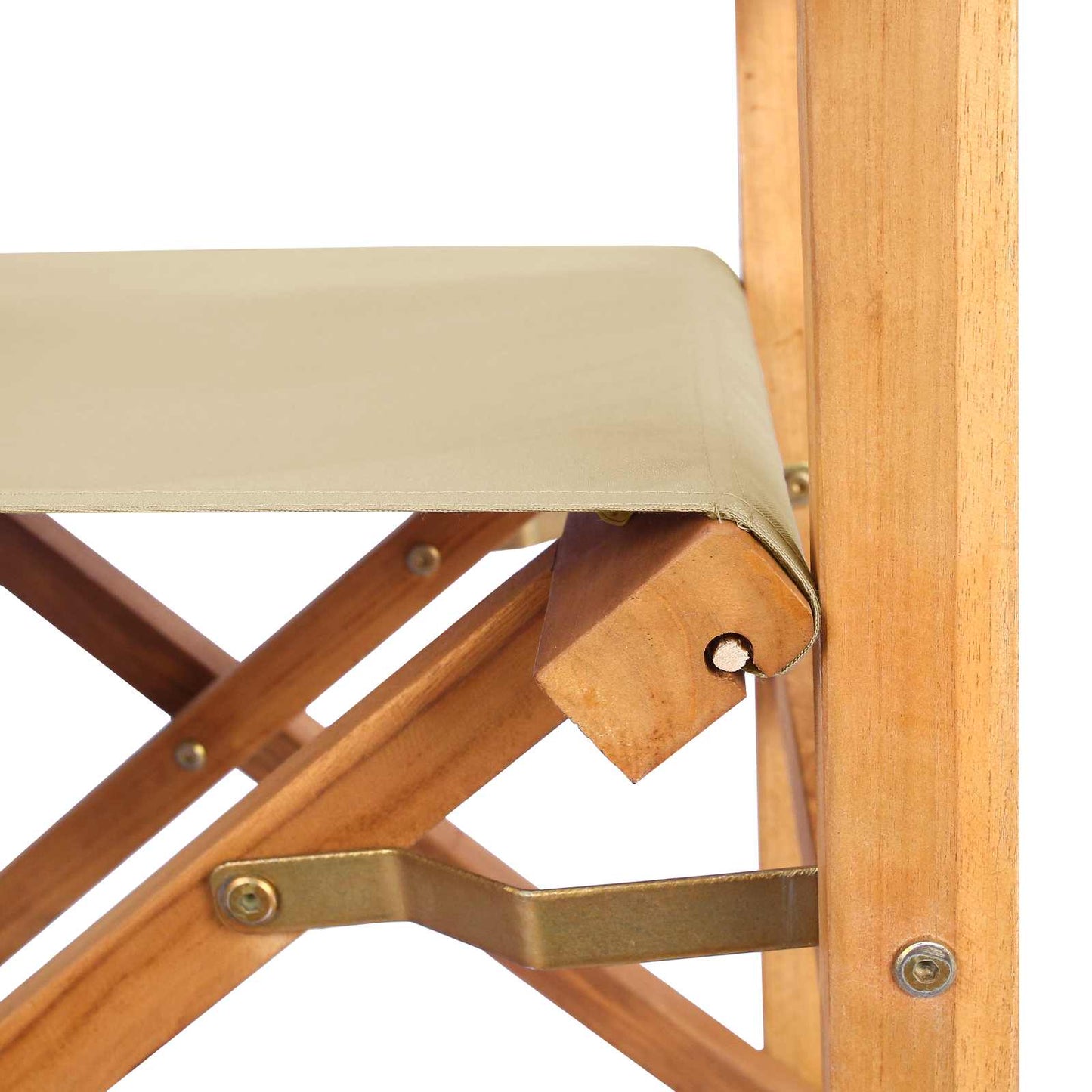 vidaXL Director Chair Brown and Beige Solid Teak Wood