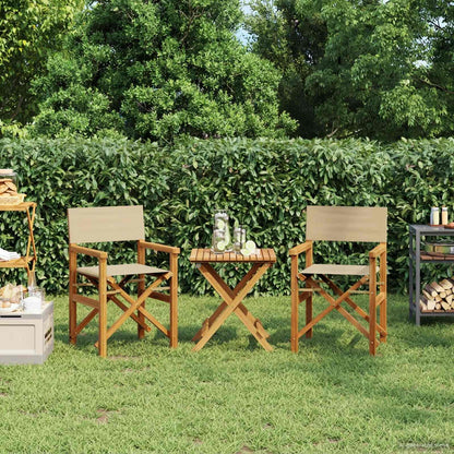 vidaXL Director Chair Brown and Beige Solid Teak Wood