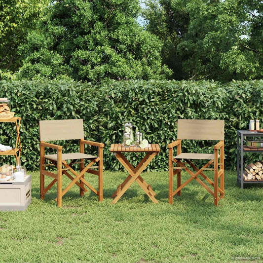 vidaXL Director Chair Brown and Beige Solid Teak Wood