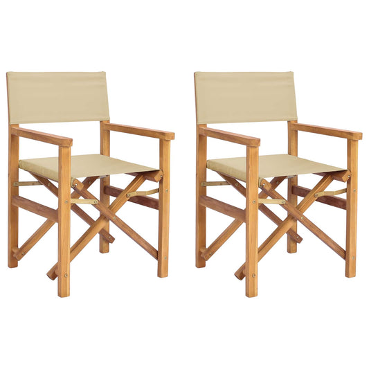 vidaXL Director Chair Brown and Beige Solid Teak Wood
