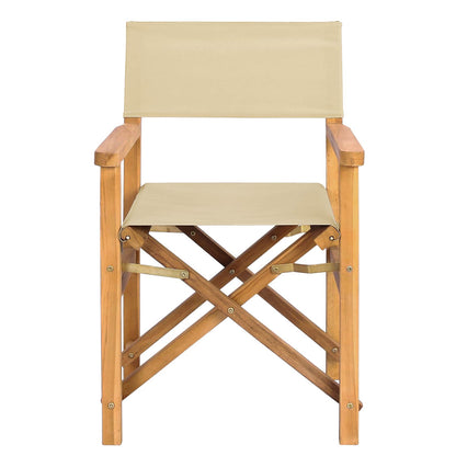 vidaXL Director Chair Brown and Beige Solid Teak Wood