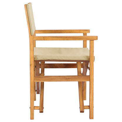 vidaXL Director Chair Brown and Beige Solid Teak Wood