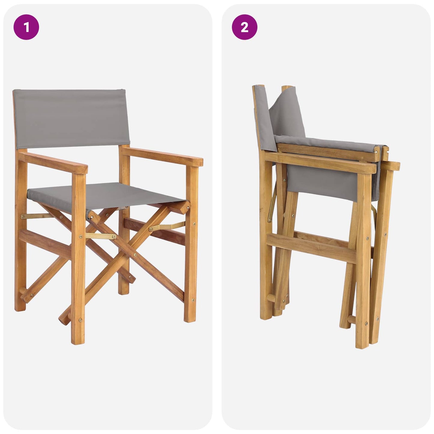 vidaXL Dining Chair Folding Brown and Light Grey 56 x 54 x 87 cm