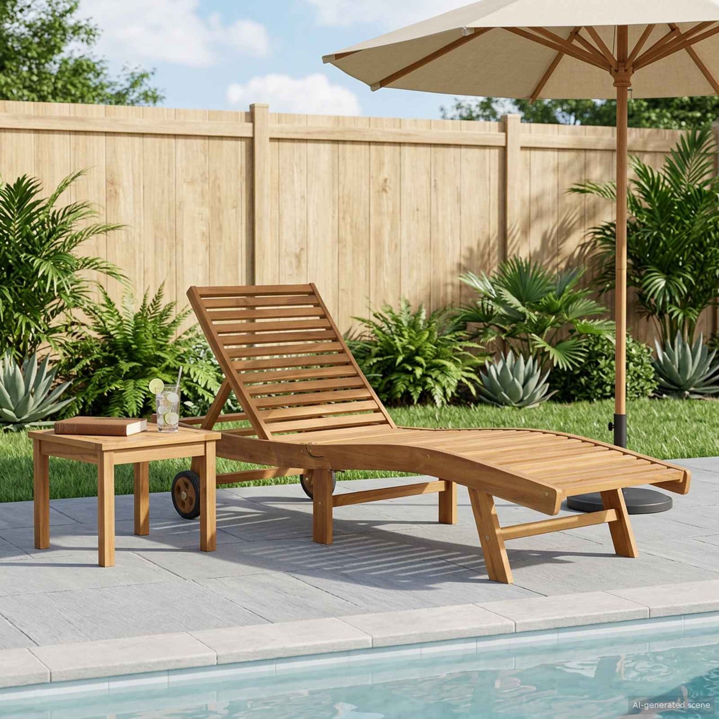 vidaXL Sun Lounger Brown Solid Teak Wood